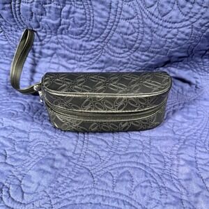 Oakley Black Embossed Logo Sunglasses Soft Case with Wristlet Strap Zip Closure